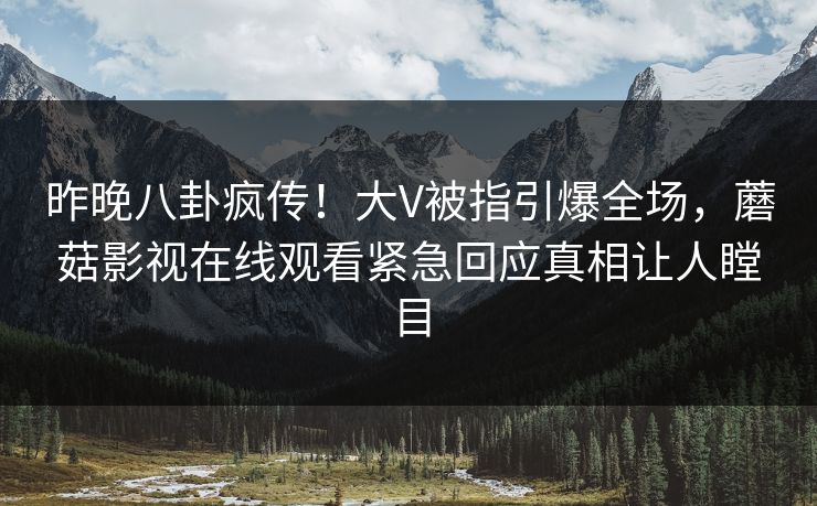 昨晚八卦疯传！大V被指引爆全场，蘑菇影视在线观看紧急回应真相让人瞠目