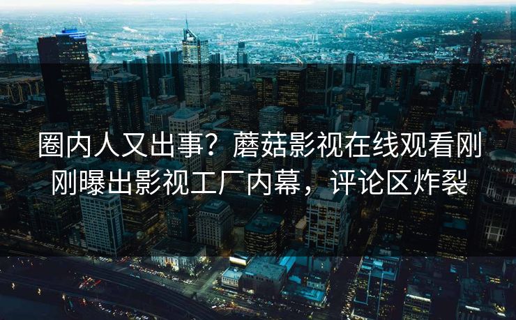 圈内人又出事？蘑菇影视在线观看刚刚曝出影视工厂内幕，评论区炸裂