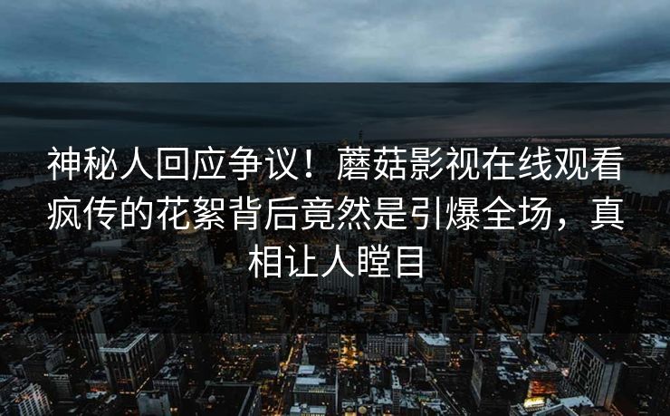 神秘人回应争议！蘑菇影视在线观看疯传的花絮背后竟然是引爆全场，真相让人瞠目