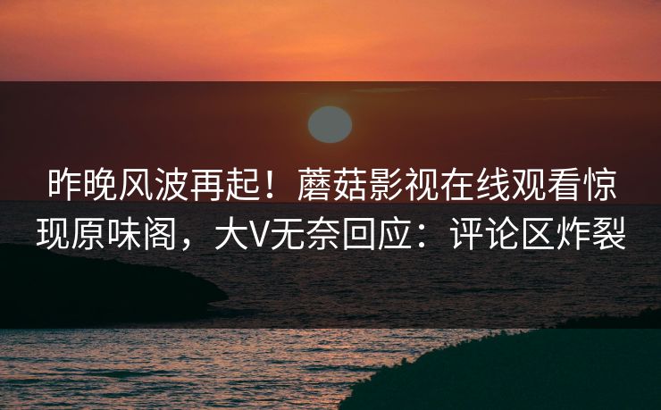 昨晚风波再起！蘑菇影视在线观看惊现原味阁，大V无奈回应：评论区炸裂