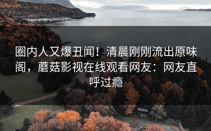圈内人又爆丑闻！清晨刚刚流出原味阁，蘑菇影视在线观看网友：网友直呼过瘾