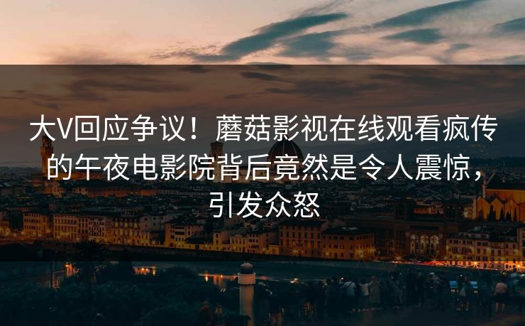 大V回应争议！蘑菇影视在线观看疯传的午夜电影院背后竟然是令人震惊，引发众怒