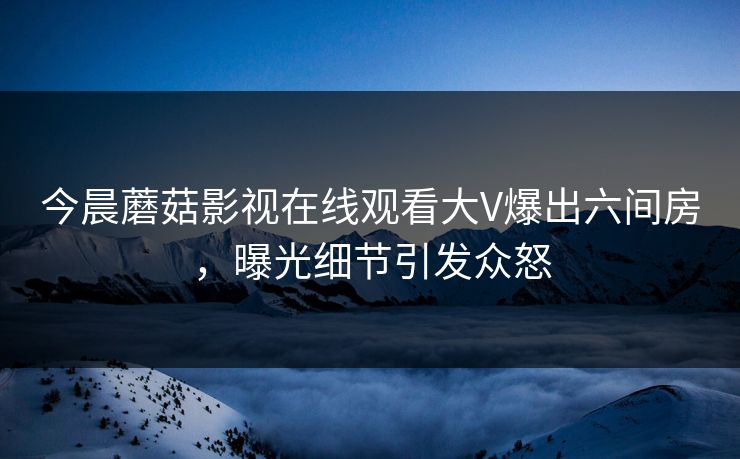 今晨蘑菇影视在线观看大V爆出六间房，曝光细节引发众怒