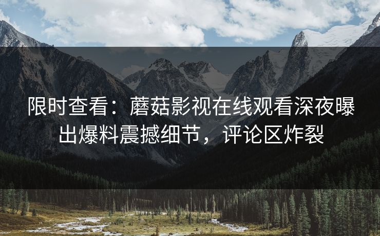 限时查看：蘑菇影视在线观看深夜曝出爆料震撼细节，评论区炸裂